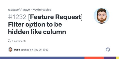 Feature Request Filter Option To Be Hidden Like Column Issue