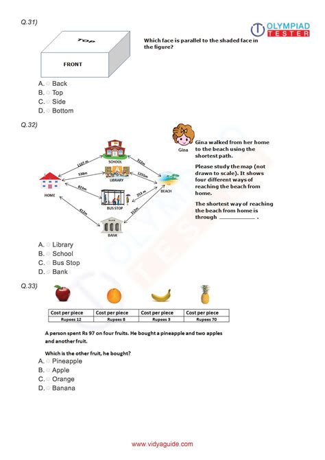 Class 3 Imo Pdf Worksheet 03 Math Olympiad Kids Math Worksheets 3rd