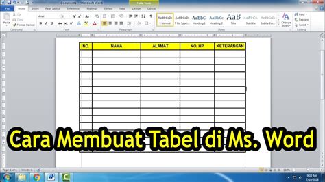 Langkah Membuat Tabel Di Ms Word Hot Sex Picture