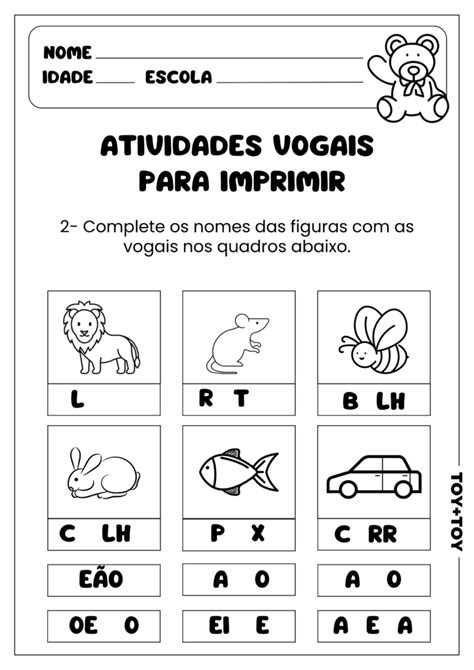 Só Escola Jogo das Vogais para imprimir Entre no WJ