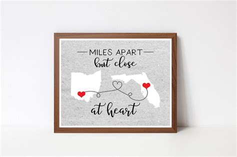 Miles Apart Close At Heart Custom Jpeg Wall Art 2 State Etsy