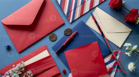 Ai Generated Postal Airmail Stationery Set Vintage Retro Style Paper