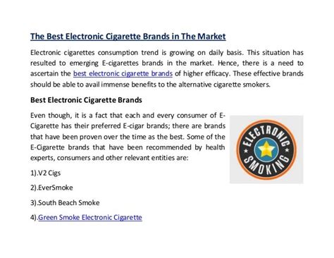 Best electronic cigarette brands