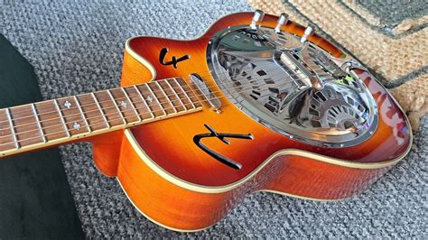 Fender Fr 50ce Electro Acoustic Resonator Guitar Sunburst Round Neck Very Rare Ebay