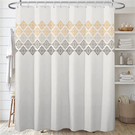 Spxubz Grey Yellow Boho Shower Curtainbeige Bohemian Chic With 12