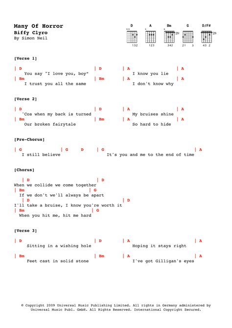 Many Of Horror When We Collide Arr Alex Davis By Biffy Clyro Sheet