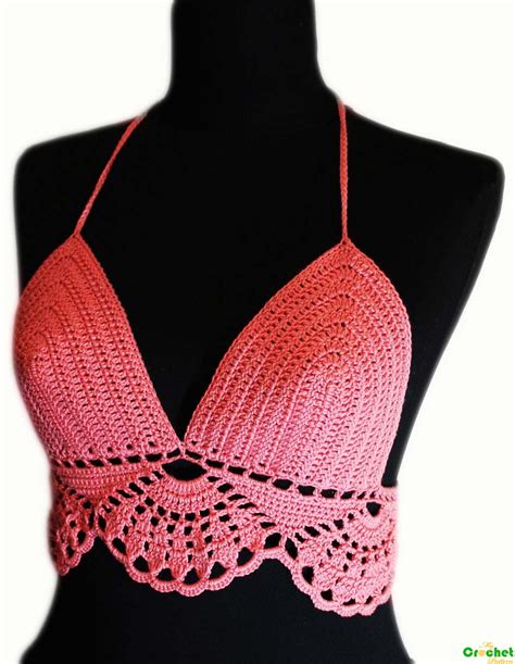 Coral Summer Halter Top Mycrochetpattern