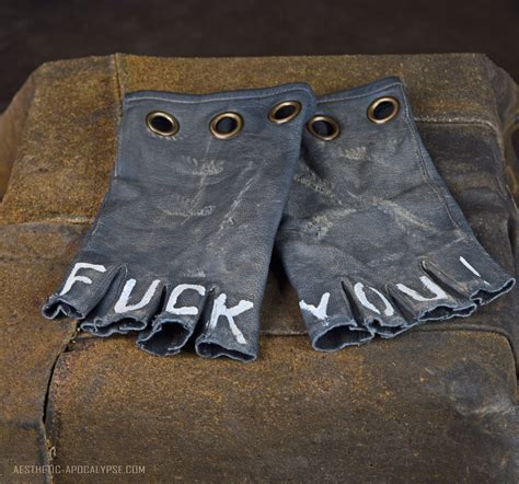 FUCK YOU Post Apocalyptic Leather Gloves Punk Gothic Wasteland Mad