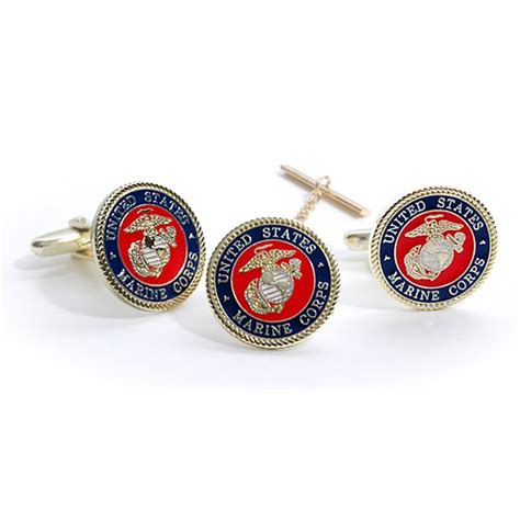 Marine Corps Tie Tack And Cuff Link Set Cufflink Set Usmc Ring