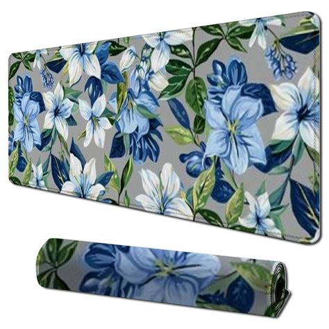 Dvbnli Large Gaming Mouse Pad Long Desk Mat Hydrangea Hibiscus Iris ...