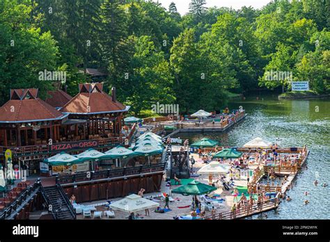 SOVATA, ROMANIA - AUGUST 24, 2022: Sovata city and Ursul lake resort. It is known for ...