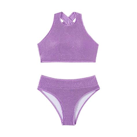 Baqcunre High Waisted Bikini Sets For Women Women S Ribbed Two Piece Bikini Sets Wide Shoulder