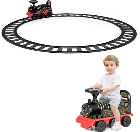 OLAKIDS Kids Ride on Train with Track, 6V Electric Toy with Lights and ...