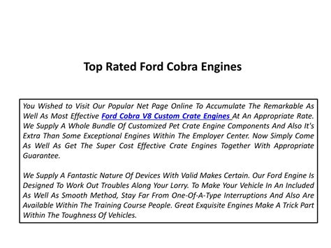 Ppt Look For Super Economical Ford Cobra V Custom Crate Engines