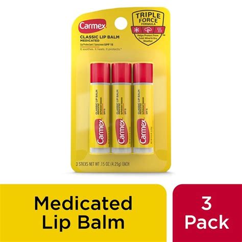 Carmex Lip Balm Classic Medicated Spf 15 3 Each Instacart