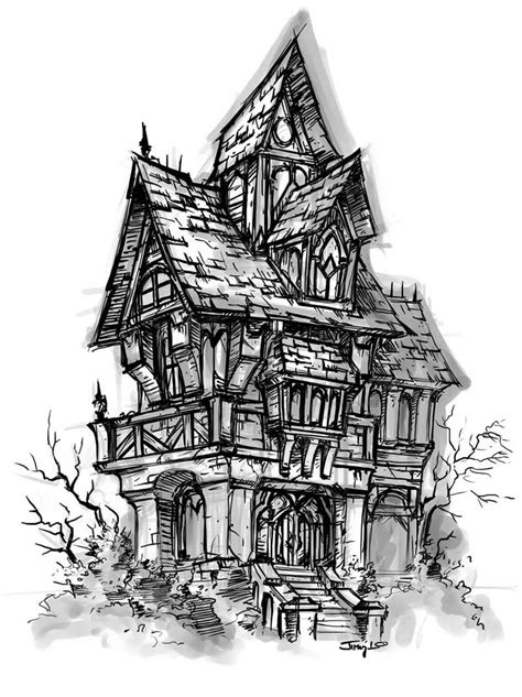 Creepy House Drawing at PaintingValley.com | Explore collection of Creepy House Drawing