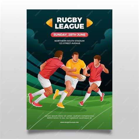 Premium Vector Gradient Rugby Players Poster Template