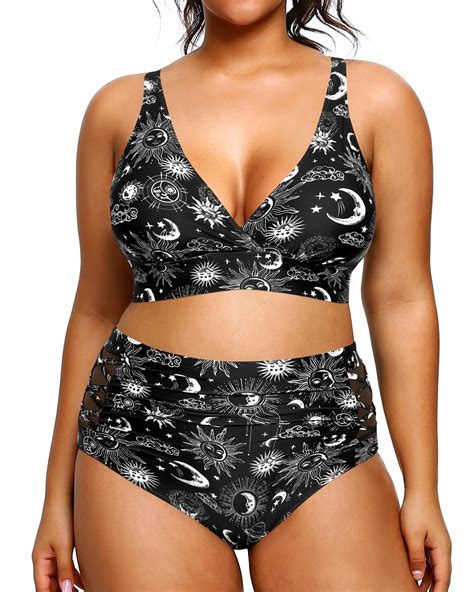 Yonique Womens Plus Size Bikini High Waisted Swimsuits Two Piece