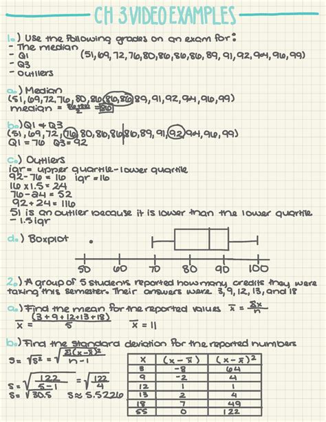 Statistics Ch 3 Examples CH 3 VIDEO EXAMPLES Lo Use The Following