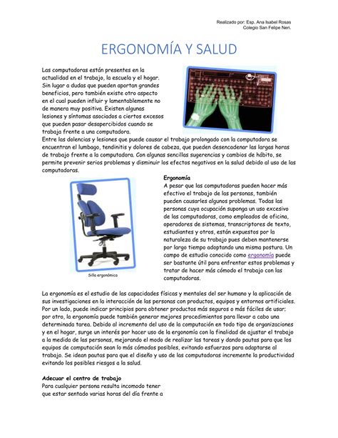 Ergonomía Y Salud Actividad No 1 Pdf