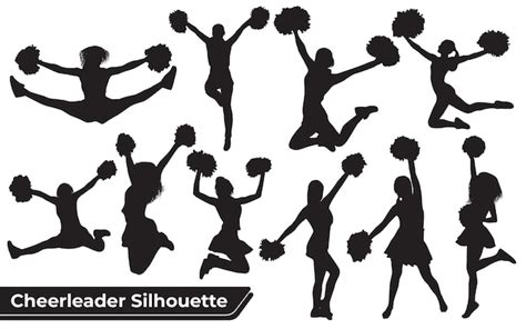 Premium Vector Collection Of Cheerleader Silhouette In Different