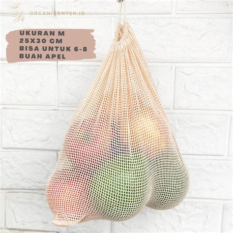 Jual Unbleach Cotton Mesh Produce Bag Kantong Belanja Tas Jaring