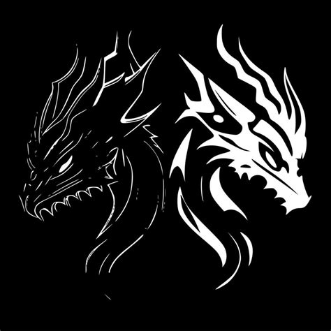 Dragons Black And White Vector Illustration Vector Art At