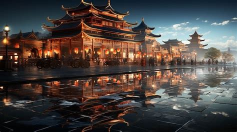 Premium Photo | Chinese architecture HD wallpaper photographic image