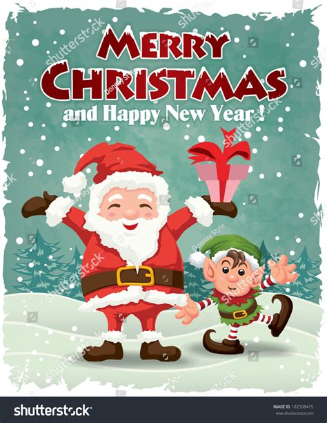 Vintage Christmas Poster Design Santa Claus Stock Vector Royalty Free