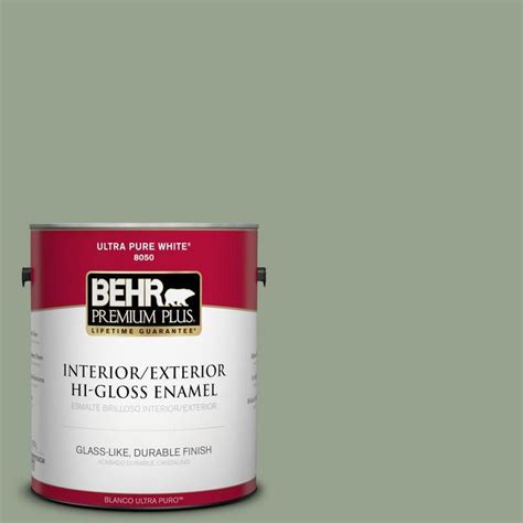 BEHR Premium Plus 1 Gal N390 4 Bitter Sage Hi Gloss Enamel Interior