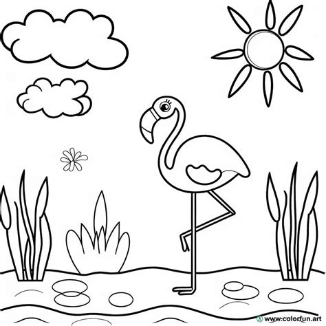 Coloriage d un flamant rose pour enfant à Télécharger ou à Imprimer