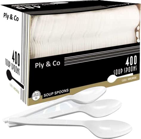 Ply Co Disposable Plastic Soup Spoons 400 Pack Medium Weight Bulk