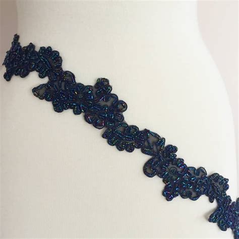 Floral Embroidered Beaded Trim Shine Trim