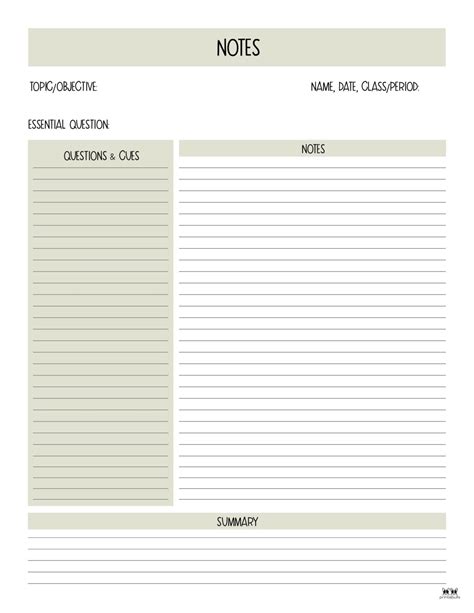 Cornell Notes Templates 15 FREE Printables Printabulls