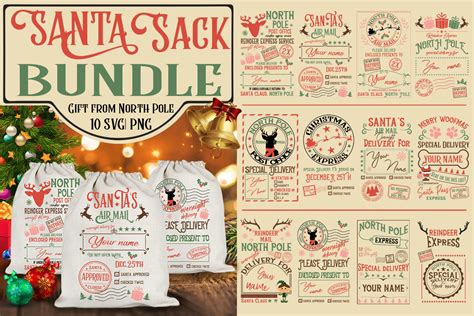 Christmas Santa Sack Svg Bundle Gráfico Por Hello Magic · Creative Fabrica