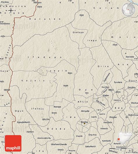 Shaded Relief Map of Oyo