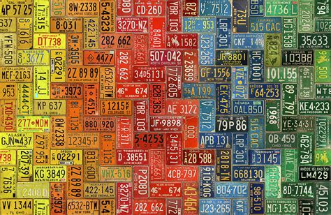 License Plates Of The United States Colorful Tile Pattern Art Mixed