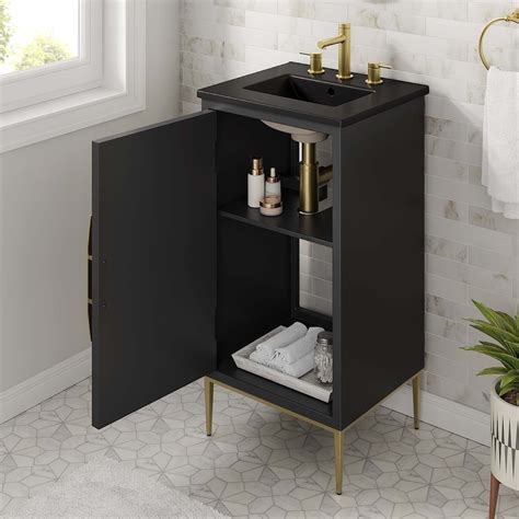 Modway Awaken Eei 6287 Blk Blk Contemporary Awaken 18 Bathroom Vanity Cabinet With Sink Value