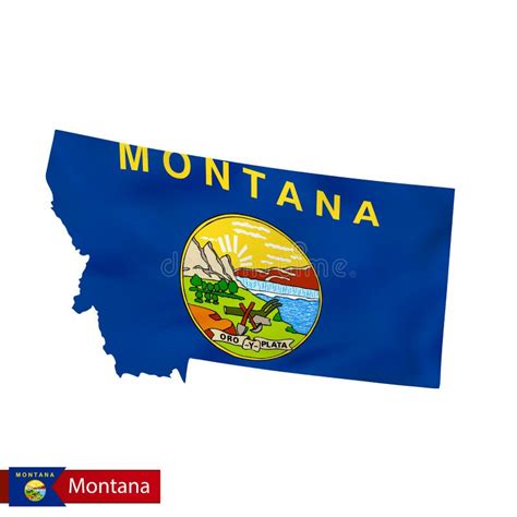 Montana State Map With Waving Flag Of US State Stock Vector