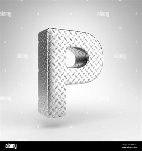 Letter P Uppercase On White Background Aluminium 3d Rendered Font With