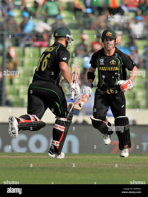 Dhaka, Bangladesh. 28th Mar, 2014. Players of Australia compete during the ICC Twenty20 Cricket ...