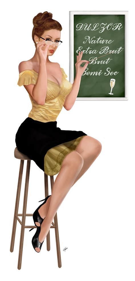 Artstation Champagne Teacher Pinup