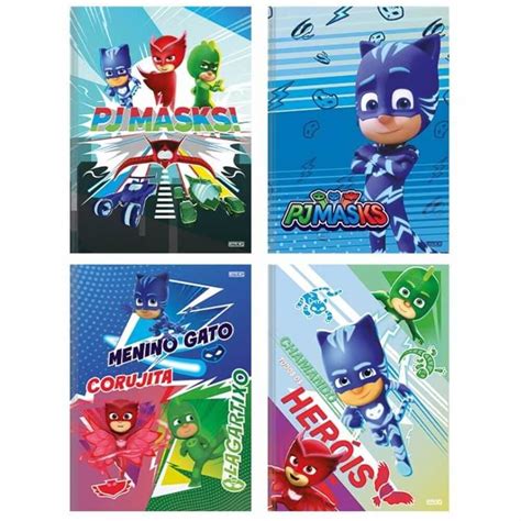 Caderno Brochurao Pj Masks Capa Dura Folhas Sao Domingos