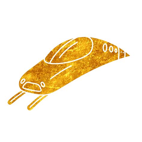 Premium Vector | Bullet train drawing in gold color style