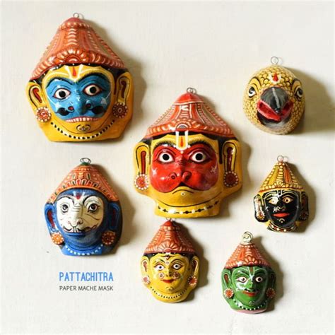 Paper Mache Pattachitra Mask | Indian arts and crafts, Indian folk art ...