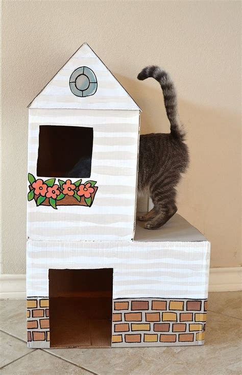 Pin On Casas De Gatos Cat House Diy Cardboard Cat House Diy Cat Toys