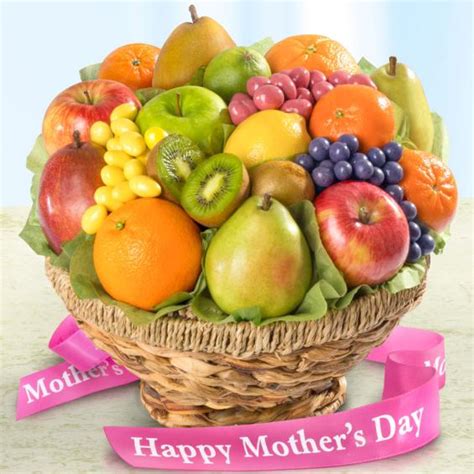 Mother S Day Fresh Fruit Basket And Chocolate Fruit Confections In Keepsake Woven Bowl Aa4070m