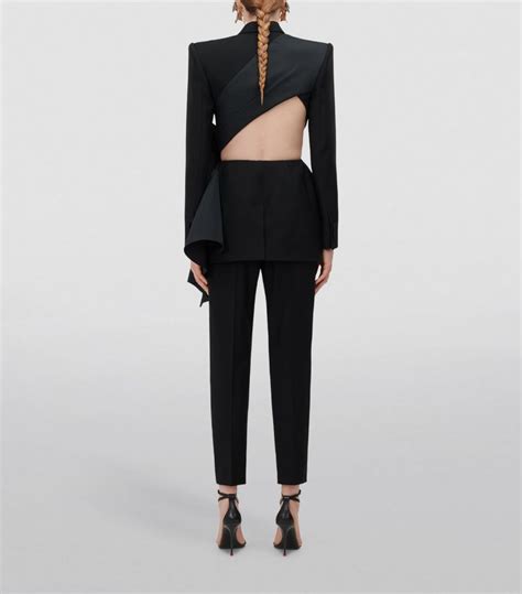 Womens Alexander Mcqueen Black Slashed Suit Jacket Harrods Us