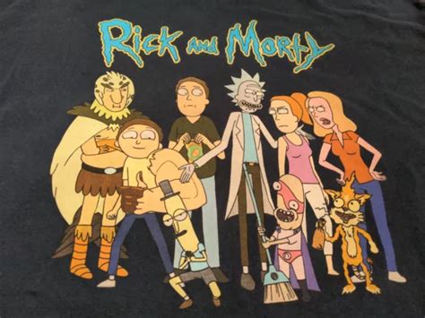 Rick And Morty Blue Cartoon Network Adult Swim Mens Xxl T Shirt Eur 12