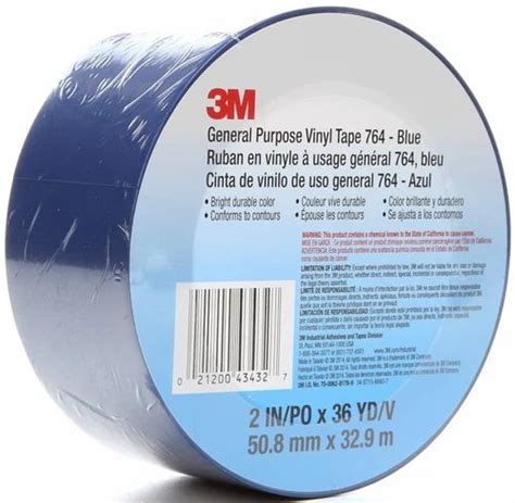 3M GP Vinyl Tape 764 Blue 2 In X 36 Yd 5 0 Mil Packaging Type Roll